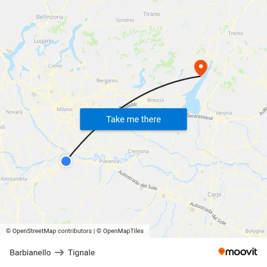 Barbianello to Tignale map