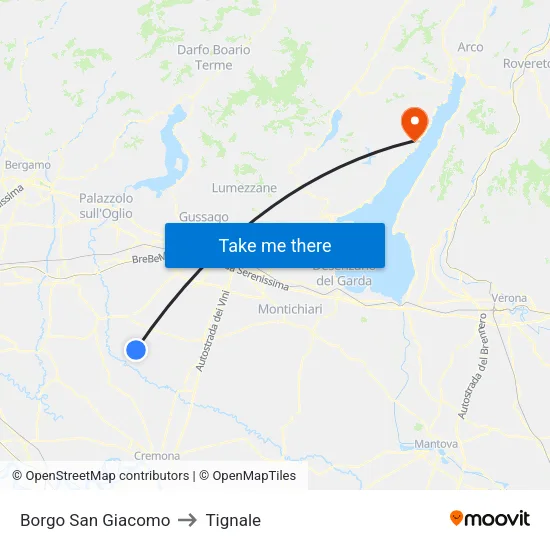Borgo San Giacomo to Tignale map
