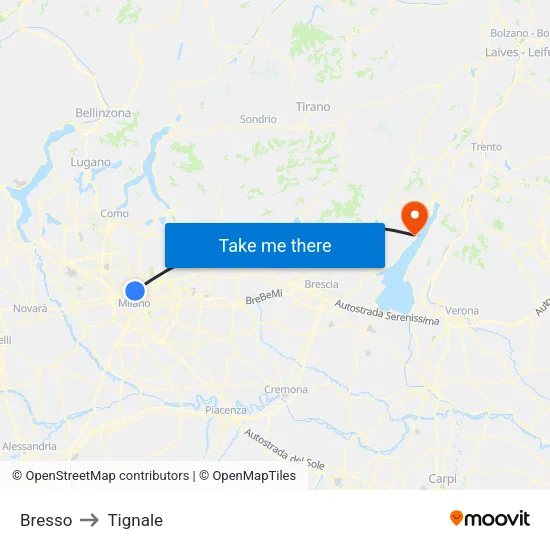 Bresso to Tignale map