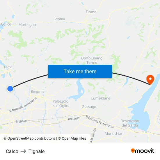 Calco to Tignale map