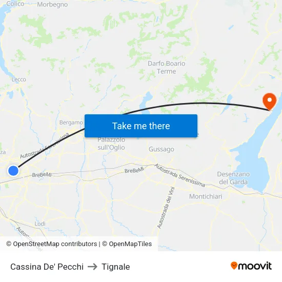 Cassina De' Pecchi to Tignale map