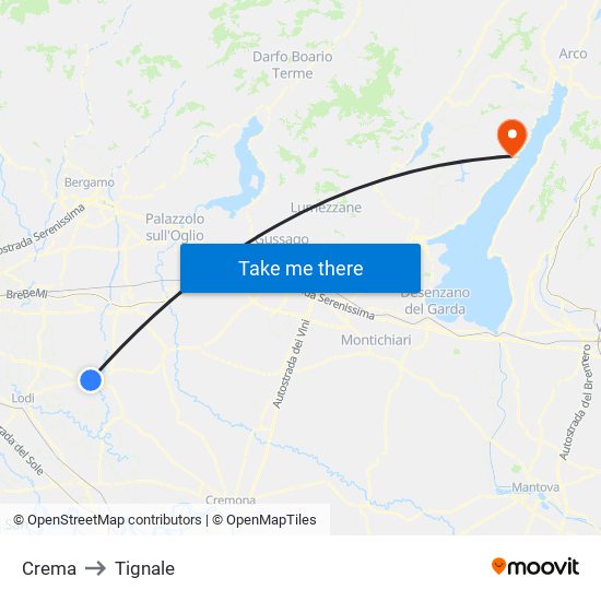 Crema to Tignale map