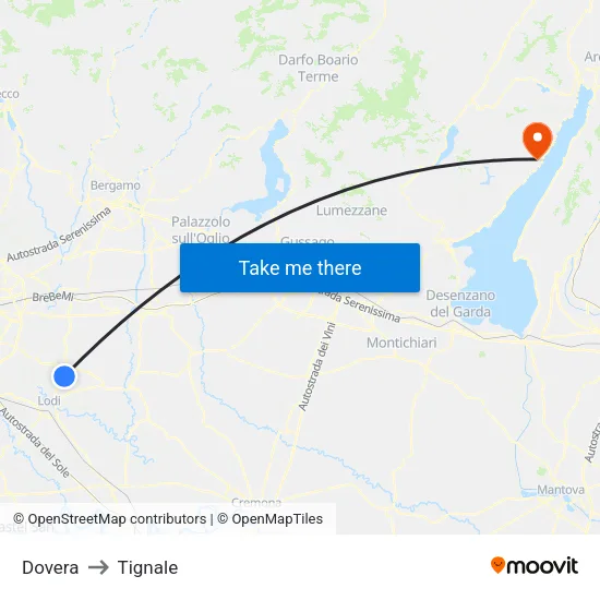 Dovera to Tignale map