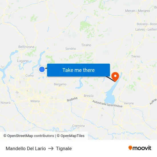 Mandello Del Lario to Tignale map