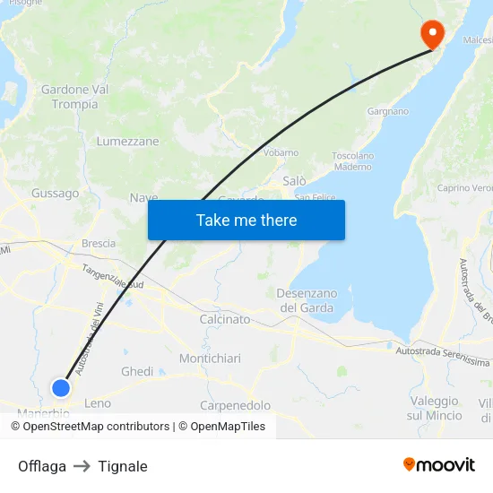 Offlaga to Tignale map