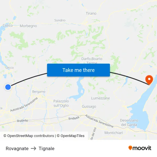 Rovagnate to Tignale map