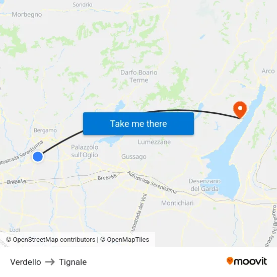 Verdello to Tignale map