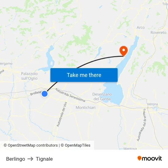 Berlingo to Tignale map