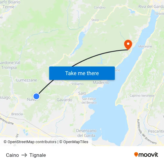 Caino to Tignale map