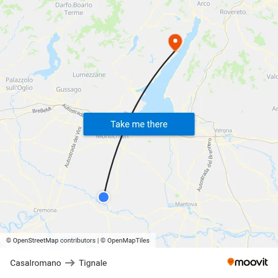 Casalromano to Tignale map