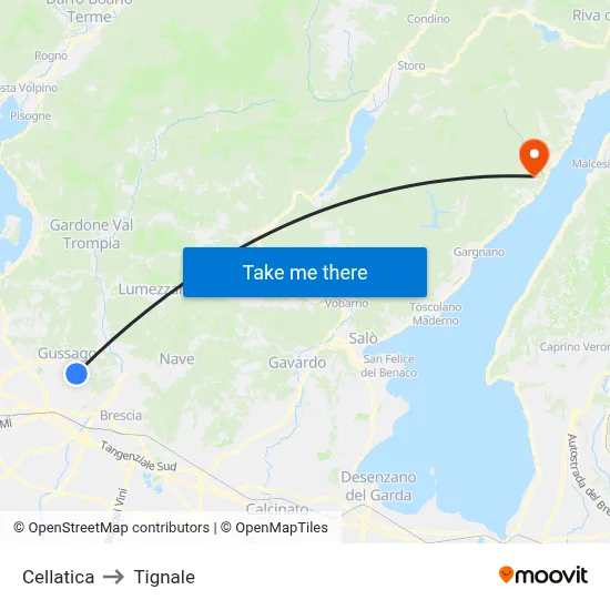 Cellatica to Tignale map