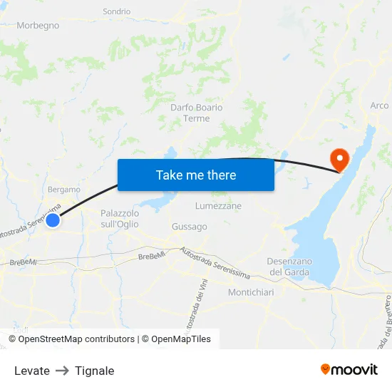 Levate to Tignale map