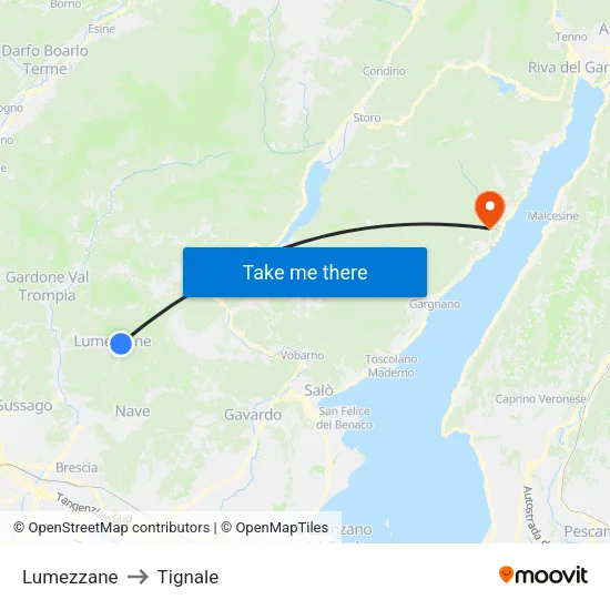 Lumezzane to Tignale map