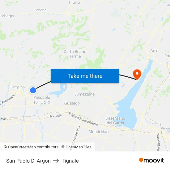 San Paolo D' Argon to Tignale map