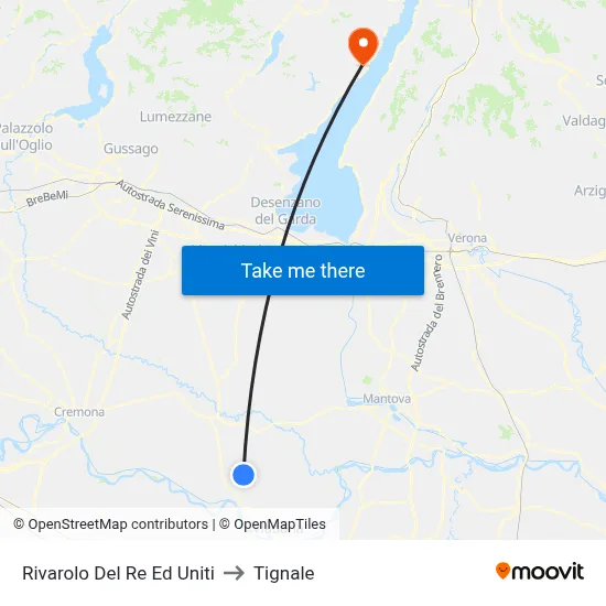 Rivarolo del Re ed Uniti to Tignale map