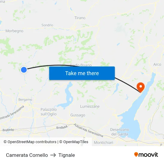 Camerata Cornello to Tignale map
