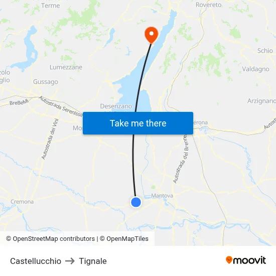 Castellucchio to Tignale map