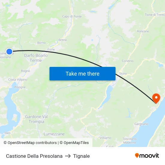 Castione Della Presolana to Tignale map