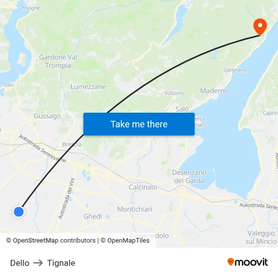 Dello to Tignale map