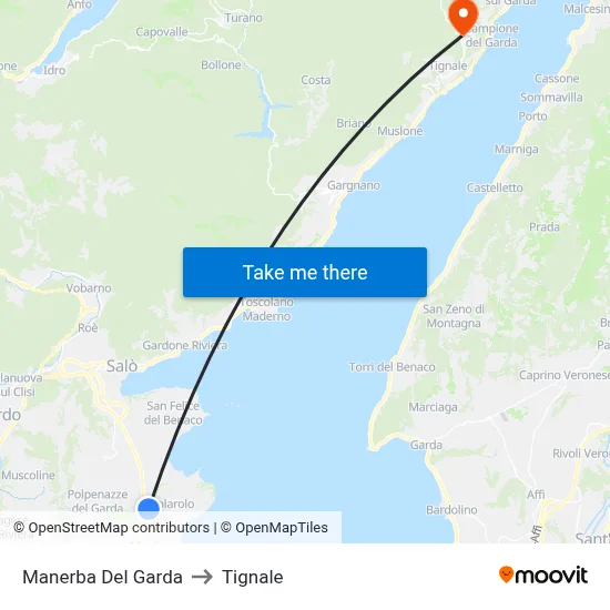 Manerba Del Garda to Tignale map