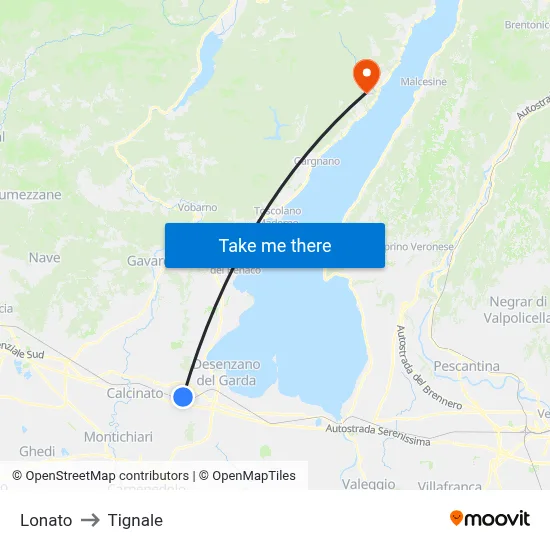 Lonato to Tignale map