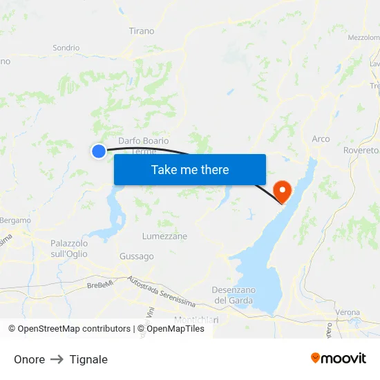 Onore to Tignale map