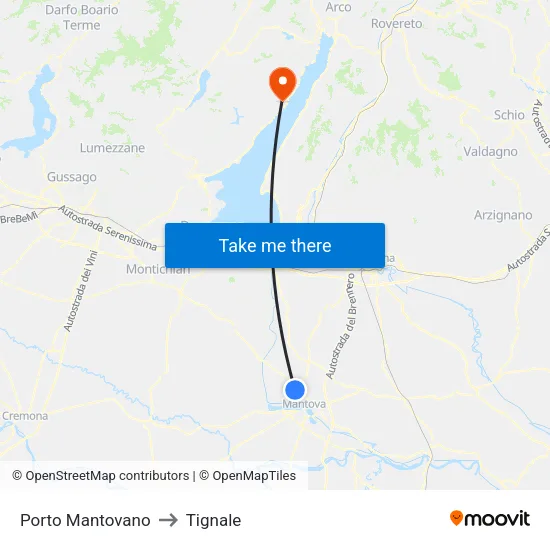 Porto Mantovano to Tignale map