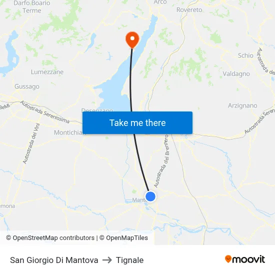 San Giorgio Di Mantova to Tignale map