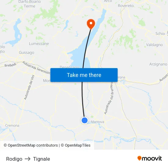Rodigo to Tignale map
