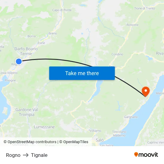 Rogno to Tignale map