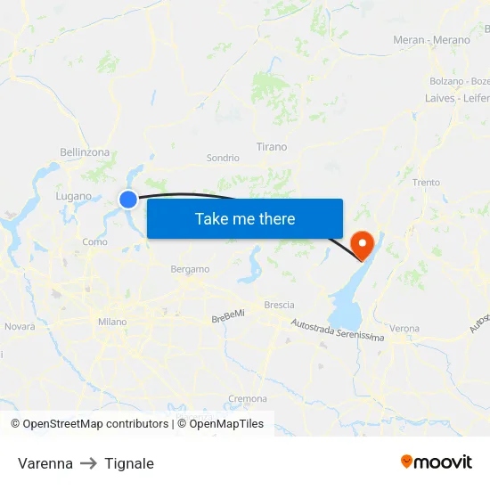 Varenna to Tignale map