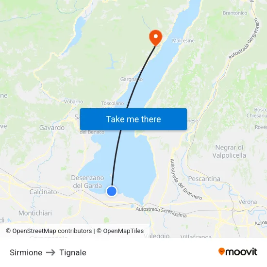 Sirmione to Tignale map