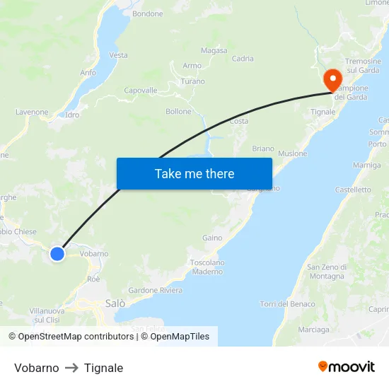 Vobarno to Tignale map