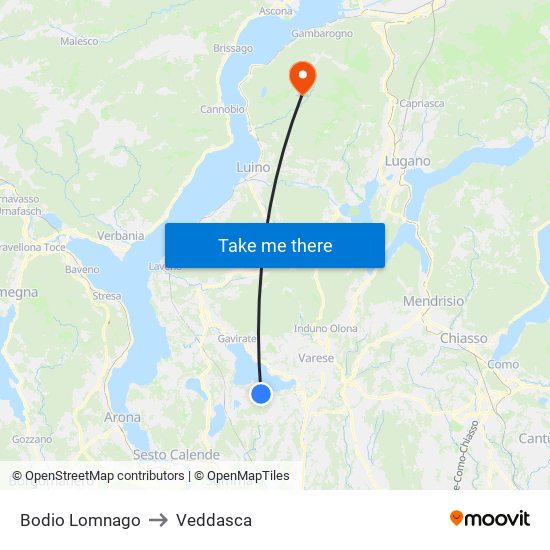 Bodio Lomnago to Veddasca map