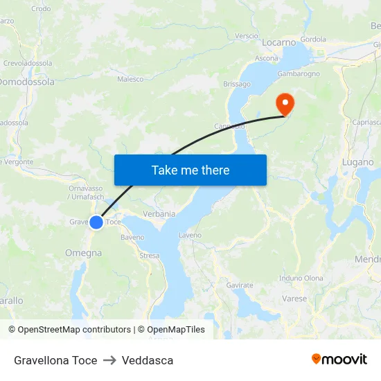 Gravellona Toce to Veddasca map