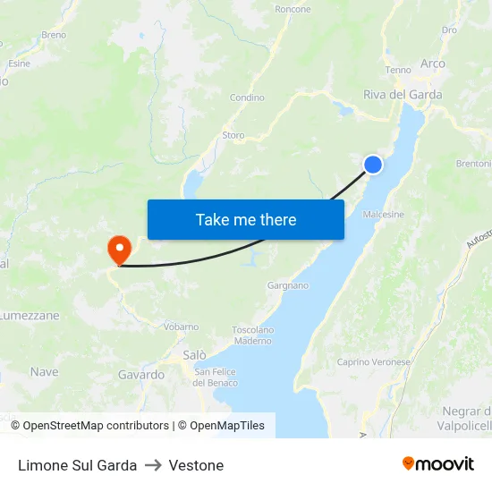 Limone Sul Garda to Vestone map
