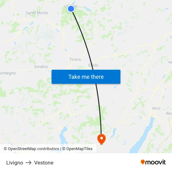 Livigno to Vestone map