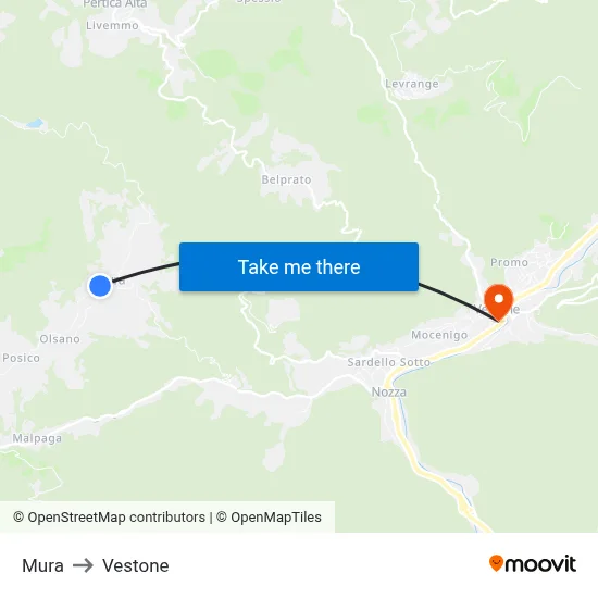 Mura to Vestone map