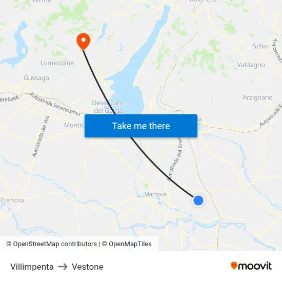 Villimpenta to Vestone map