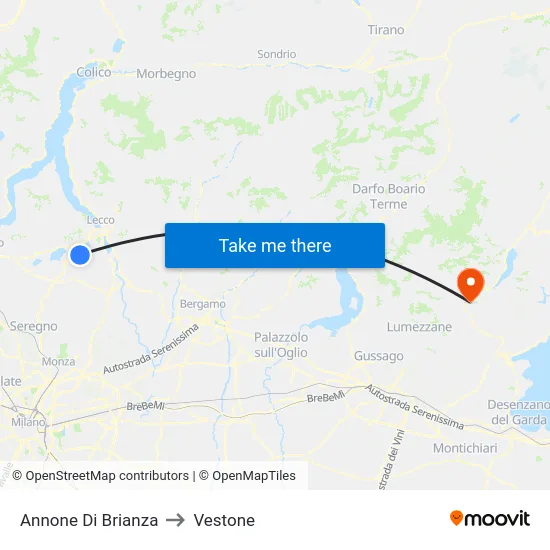 Annone Di Brianza to Vestone map