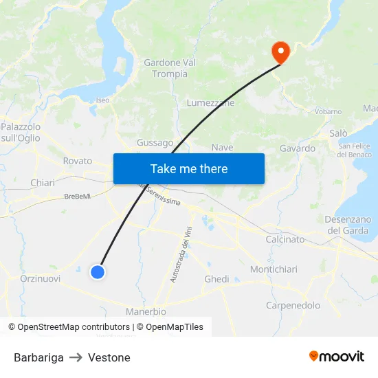 Barbariga to Vestone map