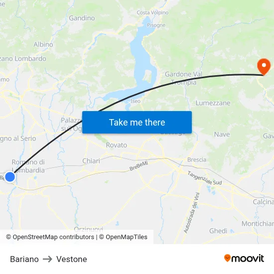 Bariano to Vestone map