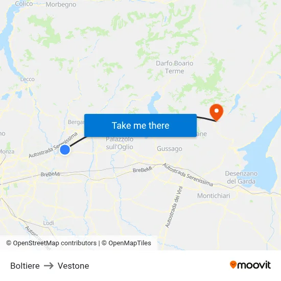 Boltiere to Vestone map