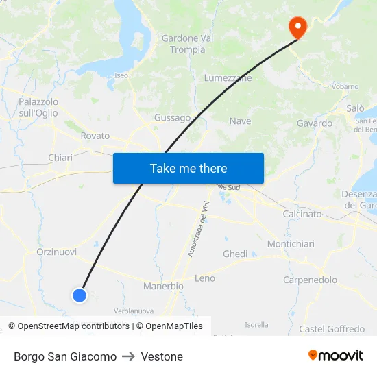 Borgo San Giacomo to Vestone map