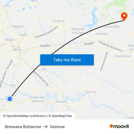 Bressana Bottarone to Vestone map