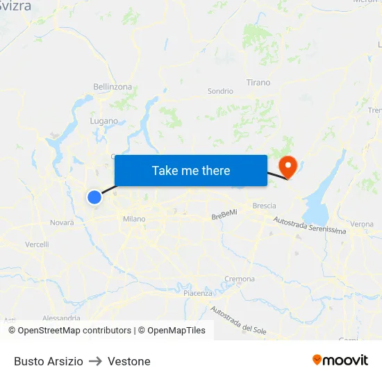 Busto Arsizio to Vestone map