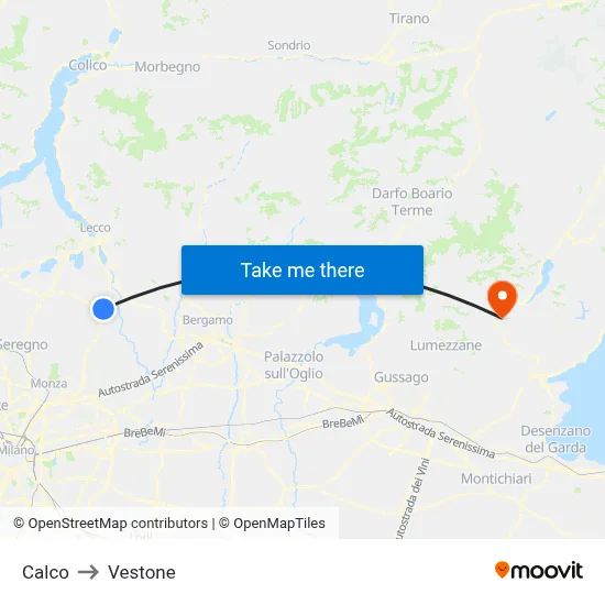 Calco to Vestone map