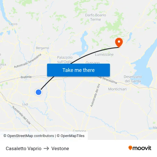 Casaletto Vaprio to Vestone map