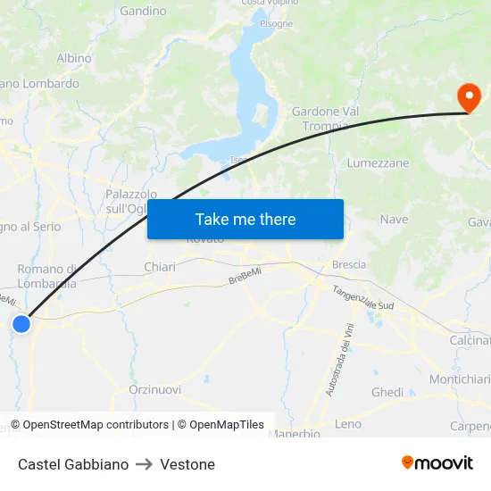 Castel Gabbiano to Vestone map