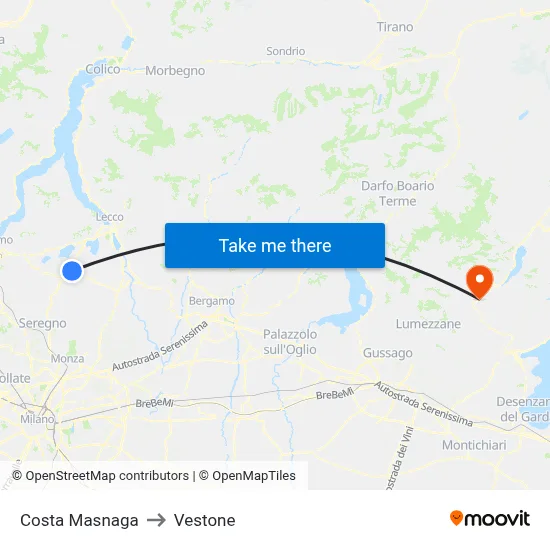 Costa Masnaga to Vestone map